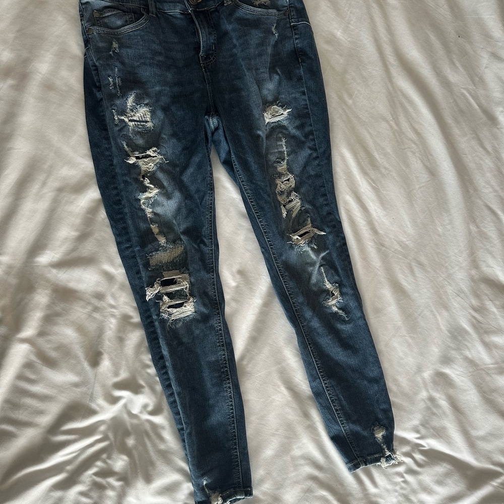 Torrid Women's Dark Blue Distressed Bombshell Skinny Jeans